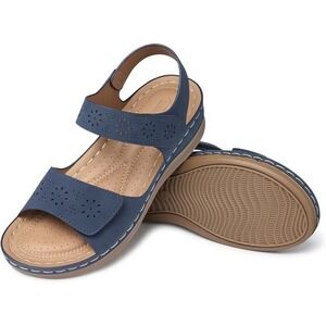 Shibever‎ Women's Dressy Ankle Strap Walking Sandals - Blue - Sz 40 (US 9)